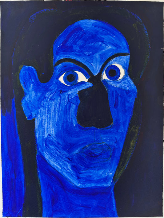 Blue abstract portrait with a dark background