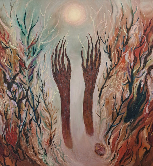 Kurkottelija Oil on Canvas Painting by Mira Kankaanranta