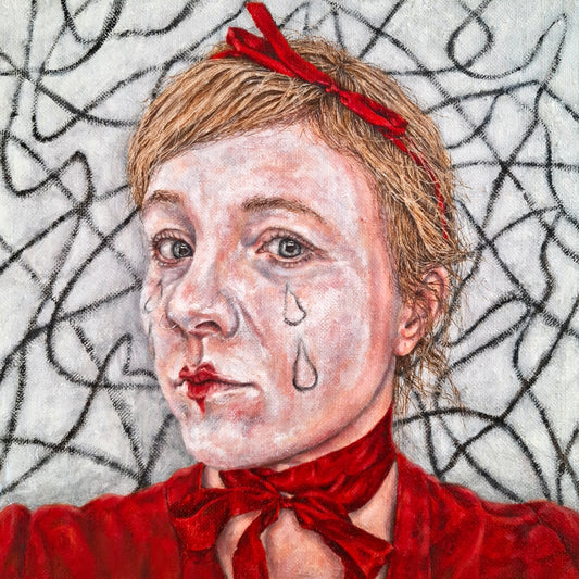 Love clown Oil on Canvas Painting by Riikka Salminen