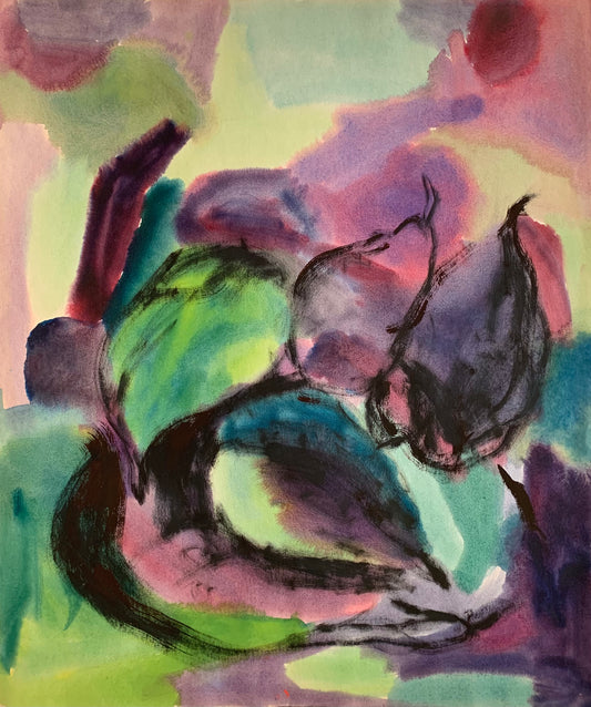 Kuuntelen rytmiä tutkin väriä III / I listen to the rhythm I explore the colour III Watercolour Painting by emmi tavela