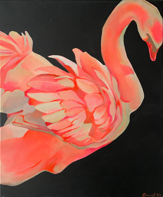 Just a neon swan Acrylic Painting by Erin Juntunen