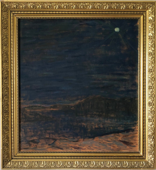 Framed artwork with a gold border on a white wall