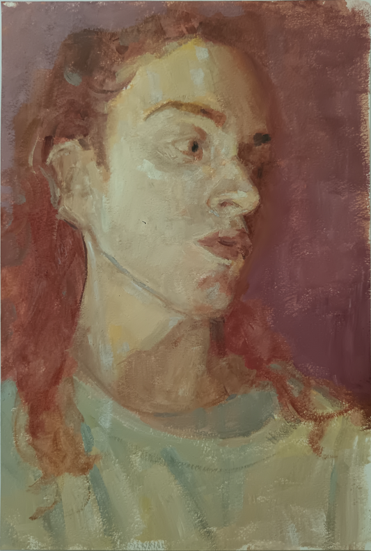 Artistic depiction of a person with a stylized background