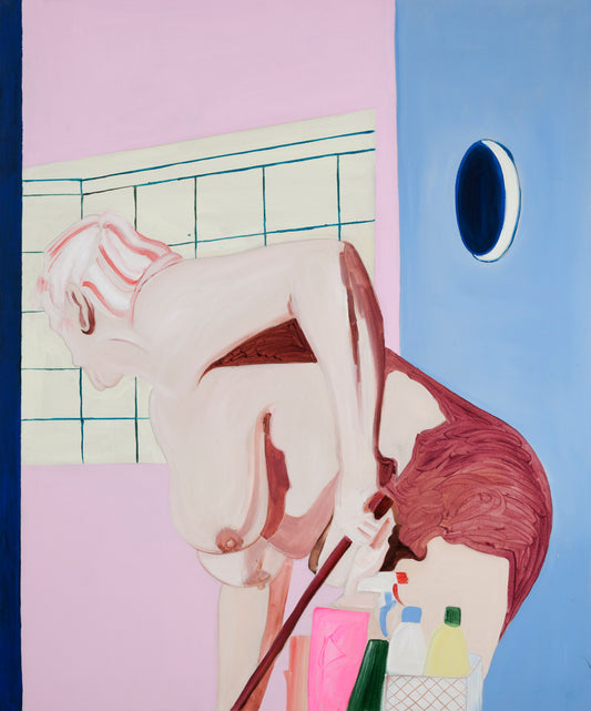 Here and Now Death Still Behind a Wall Oil on Canvas Painting by Laura Kopio