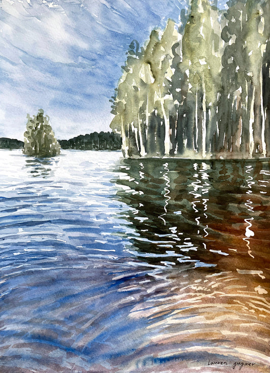 Leivönmäki Reflections Watercolour Painting by Lauren Guymer
