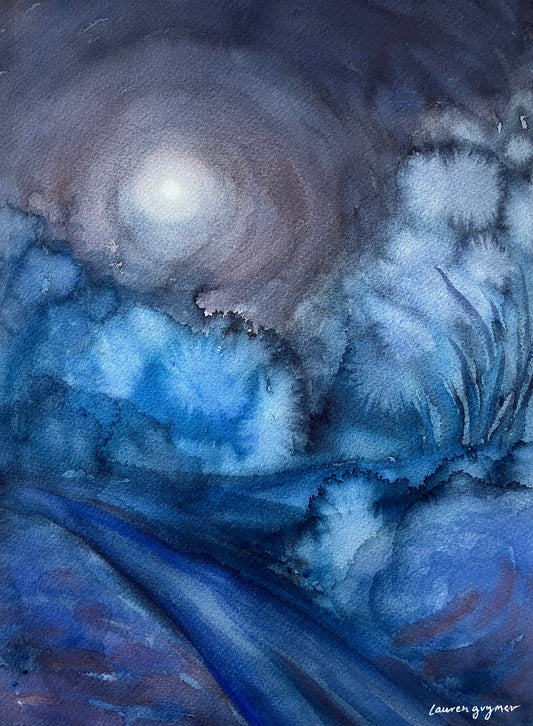 Under the Winter Moon Watercolour Painting by Lauren Guymer