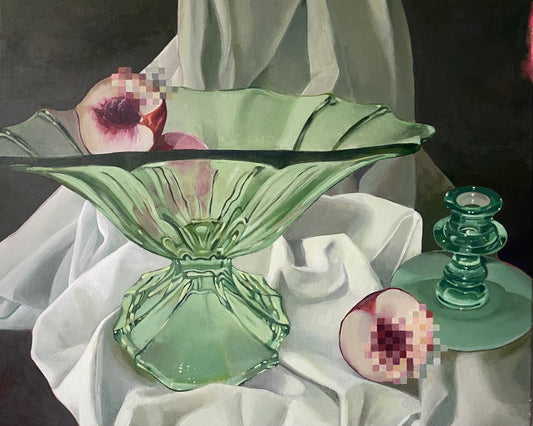 Peaches Acrylic Painting by Erin Juntunen