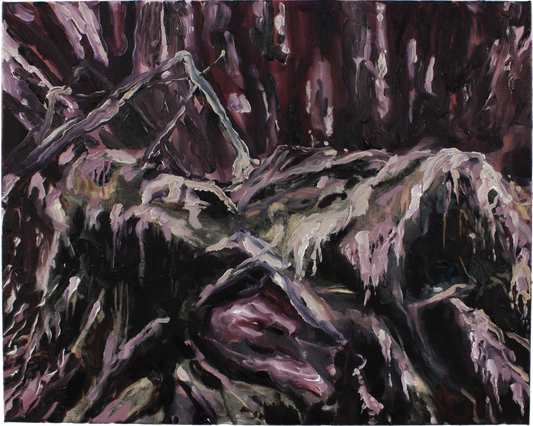 Abstract painting with dark and light shades on a textured background