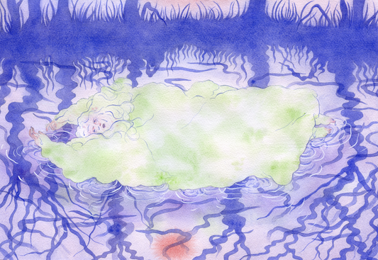 Ofelia pakenee Watercolour Painting by Evi Rinkinen