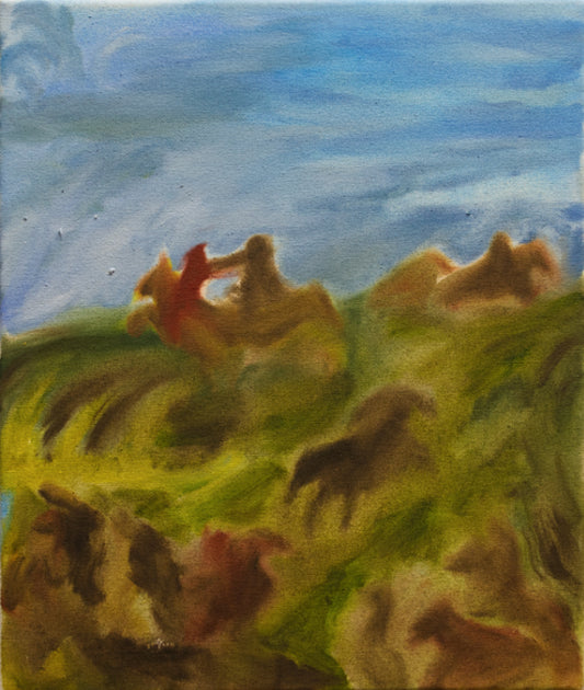 Tappelu! / Fight! Oil on Canvas Painting by Onni Takkinen